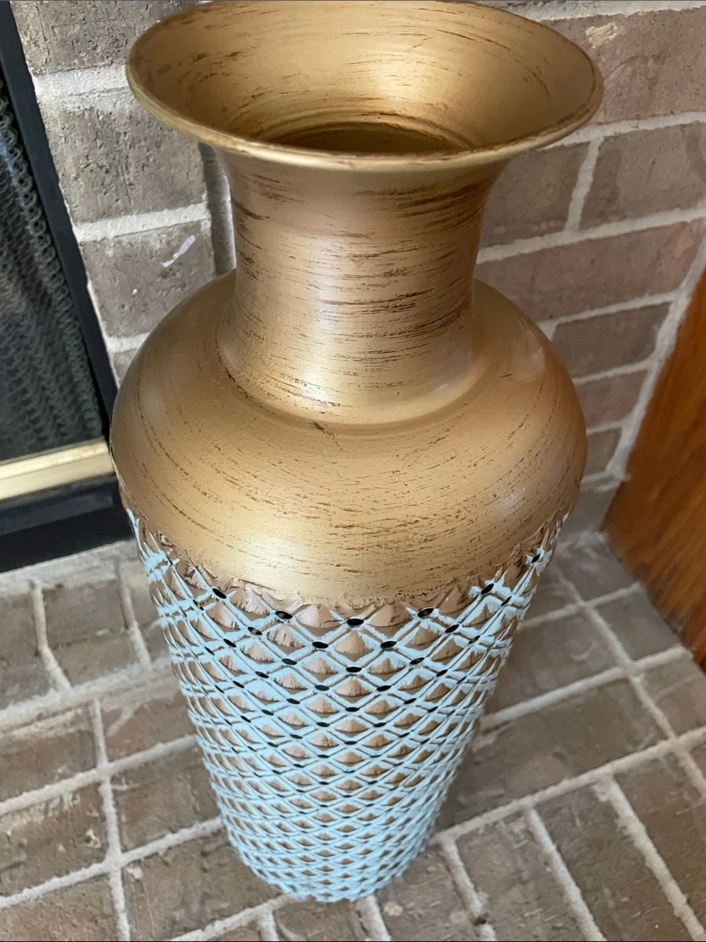Decorative Gold and Aqua Floor Vase - Home Accents